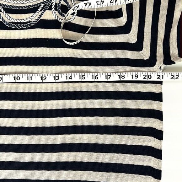 Vintage EURO JOY Washable Silk Top Blouse Striped Marine Style Vintage XL - Picture 9 of 10